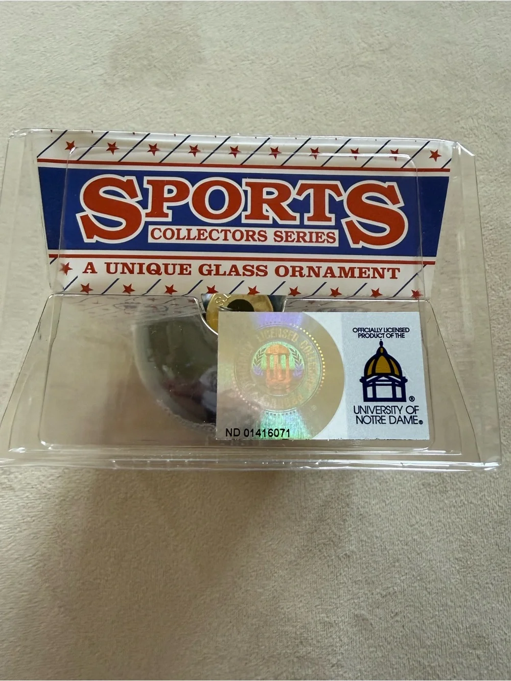 University of Notre Dame Gradient Glass Ornament - NEW in packaging